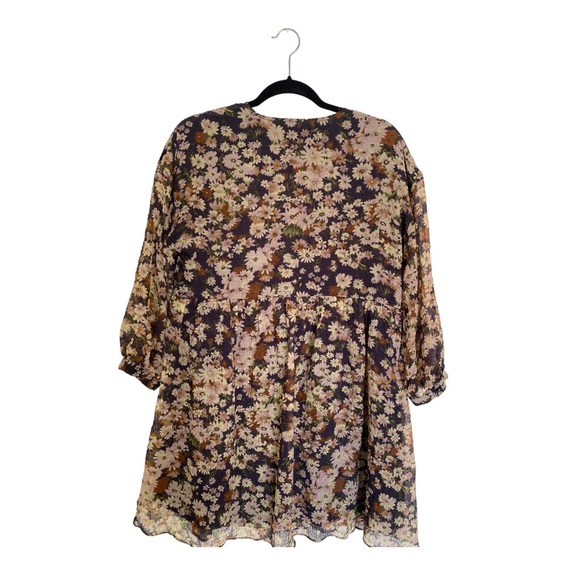 Madewell Drawstring Faux-Wrap Floral Mini Dress Size Medium - Picture 7 of 10